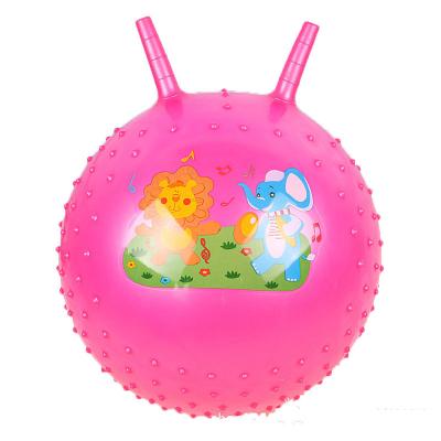 China Gift Toy Hot Thickened 45cm PVC Inflatable Ball Toy Jumping Ball With Two Handles Fitness Ball Can Ride for sale