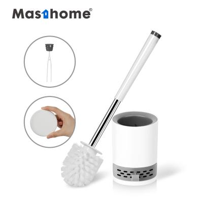 China Masthome Brushes And Holders Sustainable Sets With Flat Wall Soft Head Silicone Modern Toilet Brush for sale