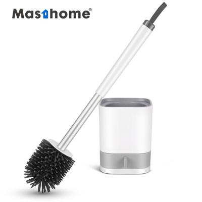 China Hot Selling Sustainable Plastic Bathroom TPR Holder Masthome Amazon Silicon Soft Toilet Cleaning Brush for sale