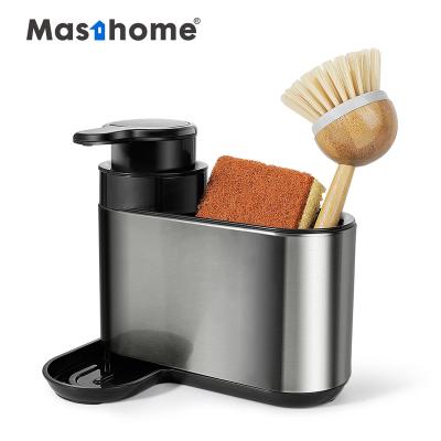 China Masthome Stainless Steel Kitchen Sink Organizer Sink Caddy Kitchen Soap Dispenser Cart for sale