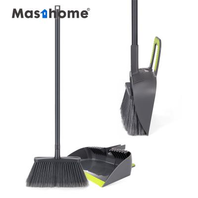 China Household Long Handle Household Floor Sweeper Stainless Steel Masthome Tool Broom and Plastic Dustpan Cleaning Set for sale