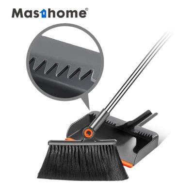 China Masthome Stocked Folded Look Smart Floor Handle Straight Steel Angle For Indoor Cleaning Broom And Dustpan Set for sale