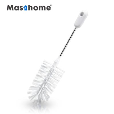 China Masthom Short TPR Handle Stainless Steel Shaft Brush PET Filament Cup Stocked Bottle Brush for sale