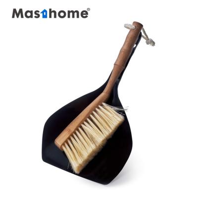 China Home Cleaning Eco-Friendly High Quality Home Masthome Dustpan Sweep Brush Tools Table Cleaning Shovel and Sweep Bamboo Steel Set for sale