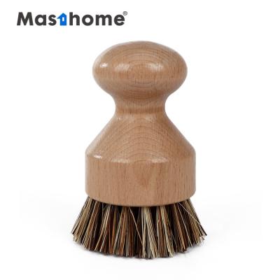 China Masthome Eco-Friendly Natural Handheld Beech Wood Brush and Pan Horse Fiber Kitchen Dish Pot Cleaning Brush for sale