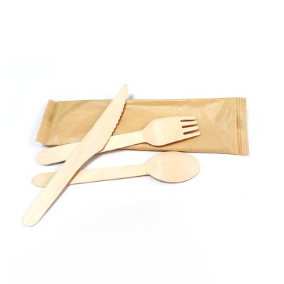 China Useful Biodegradable Wooden Cutlery 160mm Fast Food Disposable Wooden Cutlery Sets And Takeaway Dishes for sale