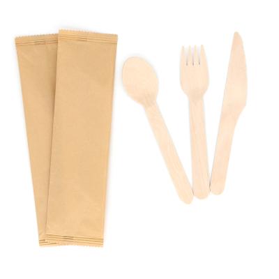 China Fashionable Takeaway Biodegradable Cutlery Disposable Wooden Napkin Set for sale