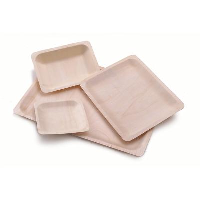 China Eco Disposable Tableware Biodegradable Wooden Disposable Wooden Dishes for sale