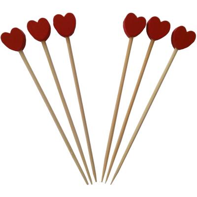 China Disposable Wholesale Bamboo Picks With Heart Bead For Fruit for sale