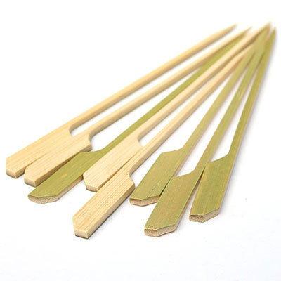 China Factory Easily Cleaned Bamboo Skewer GRILL Flat Lay Natural Biodegradable Disposable Skewers for sale