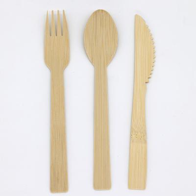 China Flexible Disposable Biodegradable Bamboo Cutlery Set 17cm Knife Spoon Bamboo Fork With Custom Logo for sale