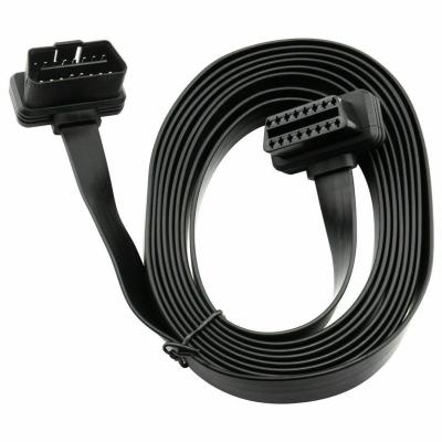 China Motorcycle Noodle Obdii OBD2 16pin Elm327 Flat Thin Male To OBD2 Extension Cable Connector Adapte Auto Car Diagnostic Cable for sale