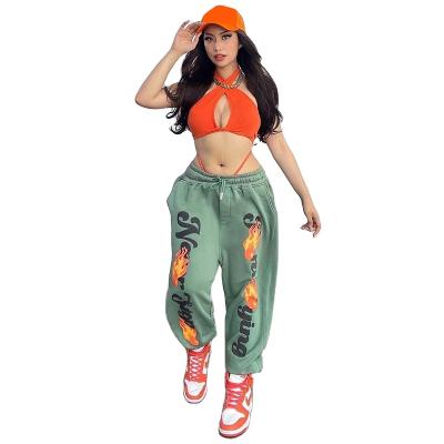 China Wholesale Fashionable Breathable Sports Tracksuit Cotton High Waist Elastic Waist Pants Women's Jogger Sweatpants for sale