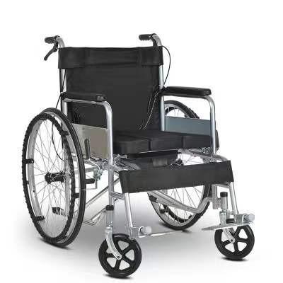 China 2021 Hot Sale Rehabilitation Cheap Steel Self Propelled Wheelchair Disabled Wheelchair Motor for sale