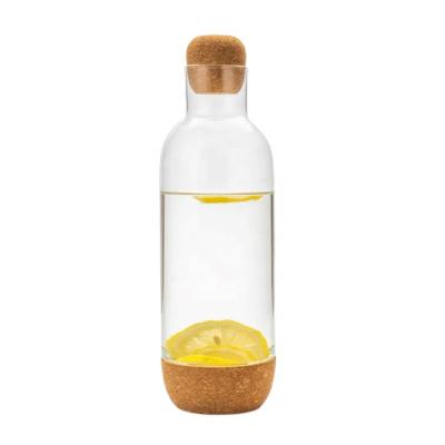 China WITH LID Glass Water Jug Juice Bottle Home Use Glass Water Carafe With Cork Lid for sale