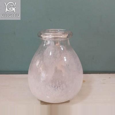 China New Arrival High Quality Clear Flower Glass Vase With White Spot for sale