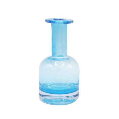 China Blue Round Shape Ocean Glass Vase Colored Glass Vase Novelty Girl Bedroom Cylinder Decoration Dingmu Vase for sale