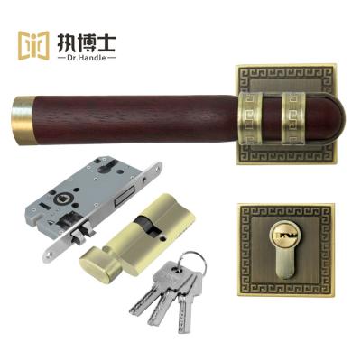 China Chinese Style Sandalwood Double Door Easy Installation Door Passage Lock Red Interior Handle Lever Internal Door Handle Sets for sale