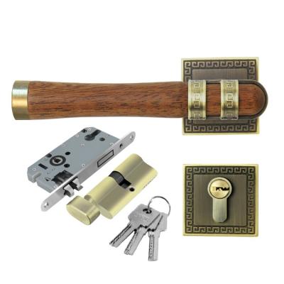 China Easy Installation Door Lock Handle Set Swing Door Handle Lock, Zinc Alloy Antique Classical Safe Door Lever Handle Lock for sale