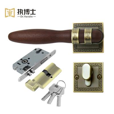 China Easy Installation Light Walnut Color Double Sided Mian Door Offset Handle Lock For Sale Wooden Window Door Finish Runner Type for sale