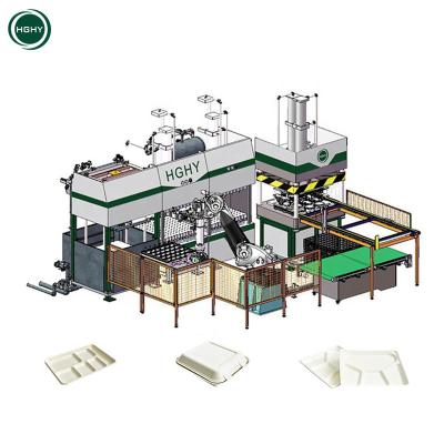 China Factory Hghy Paper Plate Making Machine Fully Automatic Disposable Food Utensil Box Machine Biodegradable Cutlery Production Line for sale