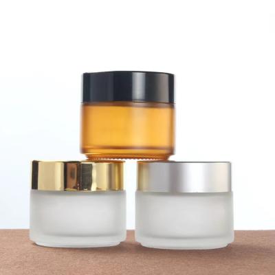 China Hot Selling Cosmetic Face Cream Cosmetic Container 100ml 3.3oz Frosted Clear Glass Jar With Gold Silver/Black/Matte Lid for sale