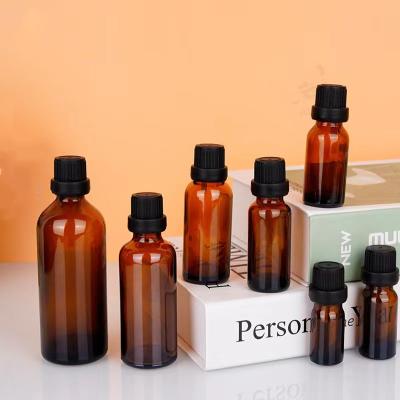 China Amber Glass Bottle Inside Plug Cosmetic With Screw Lid 5ml 10ml 15ml 20ml 30ml 100ml 200ml Essential Oil Brown Refillable Bottle for sale