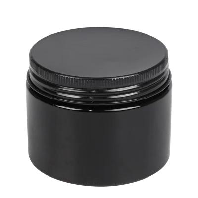 China 150ML 5oz Matte Black Plastic Cosmetic Container PET Body Cream Jar Empty Hair Mask Jar Cosmetic Facial Mask Jar for sale