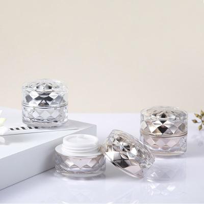 China High grade skin care cream double layer diamond shape 7g acrylic cosmetics acrylic eye cream jar 5ml removal jar for sale