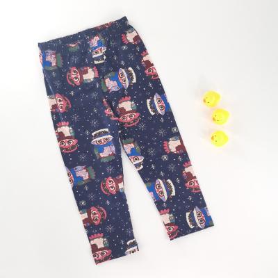 China Anti-wrinkle children's Christmas cartoon tight pants knitted full length printed kids leggings fashion design girls latest for sale