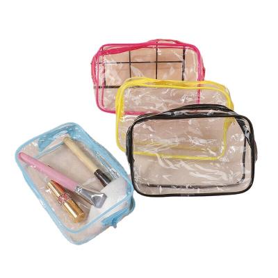 China Durable Women Clear Make Up Organizer Pouches Tote Travel Toiletry Bags Transparent PVC Cosmetic Makeup Bag for sale