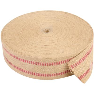 China 2 Inch Jute Upholstery Sustainable Webbing Red Stripe For Chairs for sale