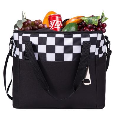 China Best Black Thermal Zipper Cooler Bag Insulated Small Lunch Box Bag With Shoulder Strap for sale