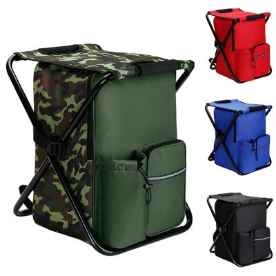 China Custom 4420# 600D Camouflage Waterproof Polyester Cooler Backpacks With Chair for sale