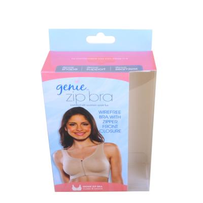 China Recyclable Hanging Paper Box Hanging Window Plastic Lingerie Packaging Paper Box For Bra for sale