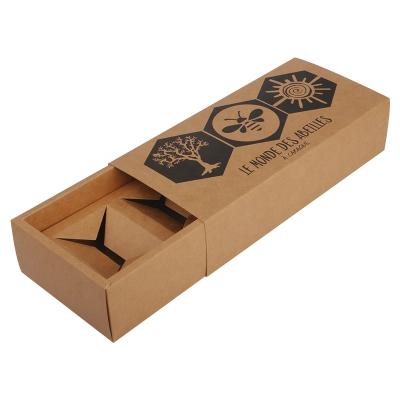 China Custom Printing Recyclable Biodegradable Recycle Kraft Paper Glass Bottle Honey Jar Packaging Box for sale