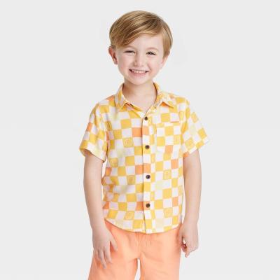 China Breathable Kids Apparel Fashionable Custom Pattern Soft Cotton Kids Polo T-shirt Boys Short Sleeve Printing Kids Casual Plaid Polo Shirt for sale