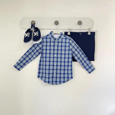 China High Quality Breathable Custom Colored Cotton Long Sleeve Kids Clothing Boys Plaid Pattern Casual Kids Polo Shirt for sale