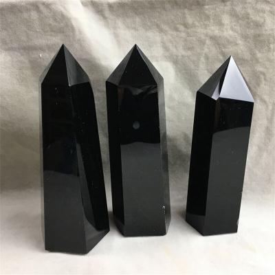 China Wholesale High Quality Point Point Crystal Wand Good Price Crystal Healing 4-10Cm Back Obsidian Crystal Point Big Fake Stone for sale