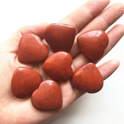 China Europe Hot Sale 2-2.5-3CM Jasper Quartz Heart Homemade Carved Natural Red Crystal Heart for Gift for sale