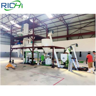 China Complete Factory Manual Batching 1-2 t/h Livestock Feed Pellet Production Line for sale