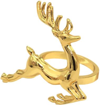 China Sustainable Classic Wholesale Gold Christmas Deer Napkin Rings Gold For Home Wedding Dinner Restaurant New Year for sale