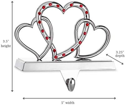 China Popular Christmas Gift Heart Christmas Stocking Hanger for Mantel - Triple Heart Stocking Holder for Mantle for sale