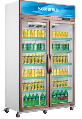 Cina 220V/110V Display a doppia porta di vetro Freezer Beverage Commercial Showcase Refrigerator in vendita