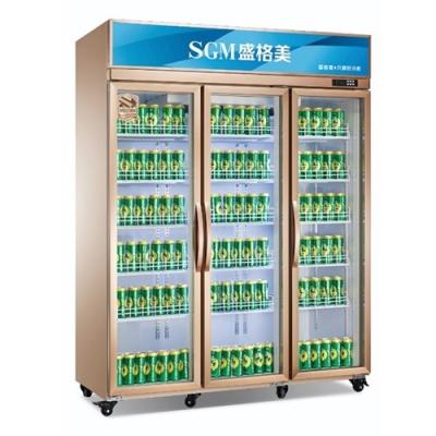 Cina 780W Vertical Showcase Cooler Cinque strati di vetro 3 porte display frigorifero in vendita