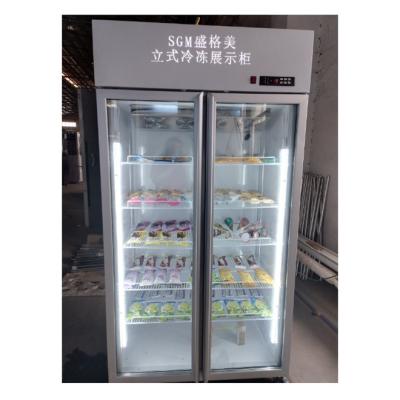 China Schaufenster vertikaler Eis-Display Gefrierschrank aufrecht 604L automatisches Auftauen zu verkaufen