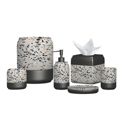 China Black Hotel Sustainable Terrazzo Household Bathroom Decor Sample Sustainable Bathroom Accessory Products And Bathroom Time 7-10 Days for sale