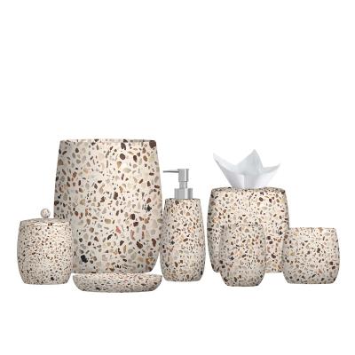 China Beige Hotel Sustainable Terrazzo Household Bathroom Decor Sample Bathroom Accessories Products Sustainable Time 7-10 Days for sale