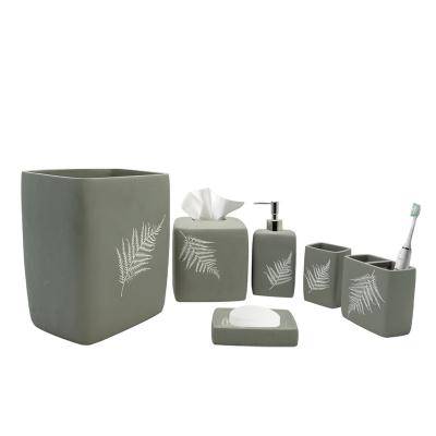 China Viable Have Concise Management Certificate High Standard Cement Bathroom Accessories 6 Pcs A Set Including Waste Bin For Home And Hotel for sale