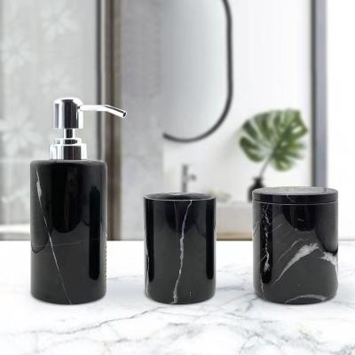 China SYL Sustainable Wholesale Luxury Black Marble 3 Pcs Luxury Bathroom Set Hote for sale